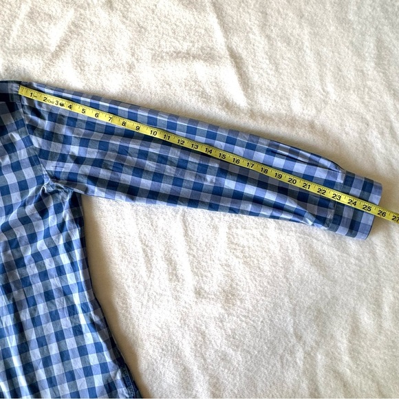 Ted Baker Endurance Blue Plaid Cotton Button Down Shirt Flip Cuff Sz 15.5 34/35 - Picture 5 of 7